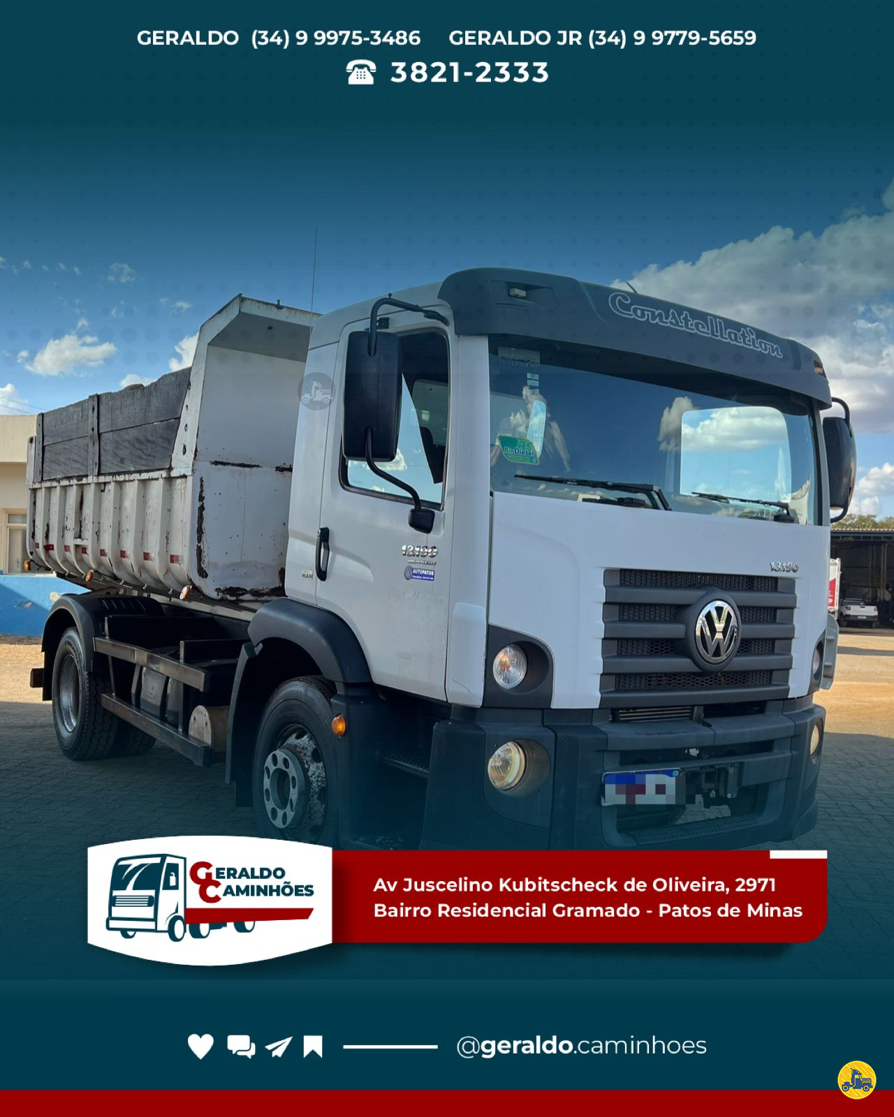 CAMINHAO VOLKSWAGEN VW 13190 Caçamba Basculante Toco 4x2 Geraldo Caminhões PATOS DE MINAS MINAS GERAIS MG